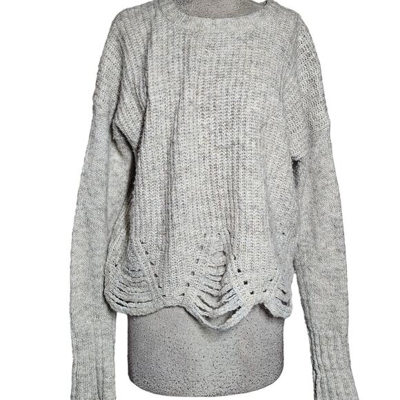 Kaisely Anthropologie Wool Blend Sweater Crocheted Hem Size Medium - Picture 1 of 3